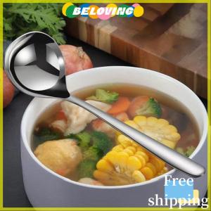 Beloving Flash Sale Stainless Steel Soup Spoon Korean Style Large Spoon Long Handled Spoon For Drinking Soup Congee Spoon Restaurant Hotpot Spoon