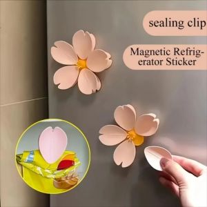 FLYING Multifunctional Sakura ic Fridge  Pink Flower Decoration Snack Clip  Gadgets ic Fridge Sticker Kitchen