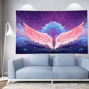 Tấm Thảm Hình Đôi Cánh Thiên Thần Rèm Vải In 3D Treo Tường Phong Cách Bắc Âu Trang Trí Phòng Ngủ Phòng Khách Gia Đình