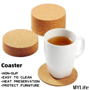 MYLife 1pcs Natural Round Cork Coasters Non-slip Thermal Insulation Coffee Coaster Drink Coaster Tea Cup Coaster Placemats Hot Drink Placemat Table Mat Easy To Clean and Protect For Dining Table Kitchen Accessories 90*3MM