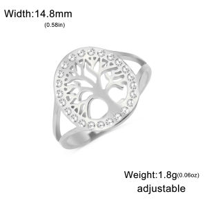 SKYRIM Stainless Steel Gold Adjustable Ring Life Tree inlaid Diamonds