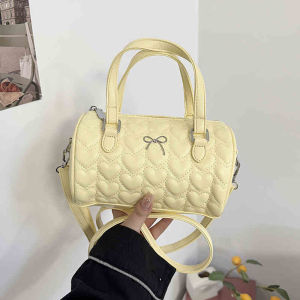 Love Embroidery Thread Small Bag for Women Barrel Shaped Hand-held Crossbody Bags Korean Style Versatile Commuter Shoulder Bag