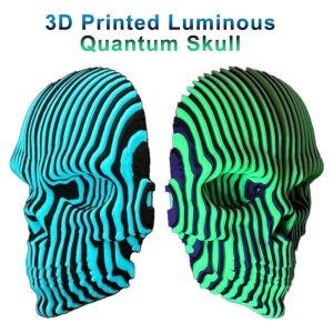 SEETE Visual Illusion 3D Printing Skulls Toys Model Simulation Luminous Quantum Skull Gothic Style Figurines Statue Glowing Skeleton Toy Halloween Decoration