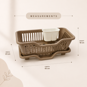Plastic Dish Rack Drainer with Drain Tray and Utensil Holder Kitchen Sink Organizer for Plates Cups Bowls