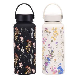 BESTOUR Stainless Steel Material Stainless Steel Vacuum Cup 1L Capacity Printed Design Large Capacity Tumbler Large Capacity Printed Water Cup Outdoor Activities