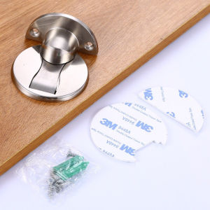 Half Moon Magnetic Door Stopper Stainless Steel Anti-Collision Door Blocker Non Punching Floor Mounted