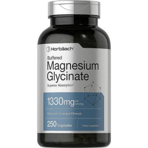 Horbäach Chelated Magnesium Glycinate 1330mg 250 Capsules High Absorption Formula Relieve Leg Cramps Muscle Soreness After Workout Maintain Muscle Relaxation For Sports & Fitness Lovers
