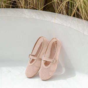 SAHIKU - Brielle Mesh Flat Shoes II Sepatu Balet Fishnet Mary Jane II Flatshoes Jaring Net Korean Style Wanita
