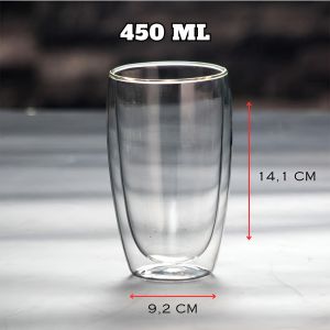 Gelas Kaca Double Wall Glass One Two Cups Gelas Kopi Teh Tahan Panas 450 ML