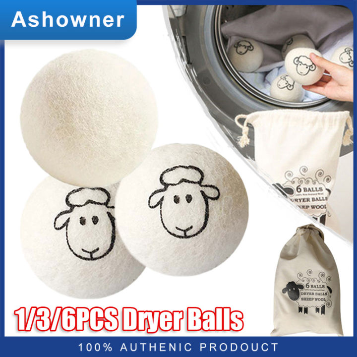 1/3/6PCS Wool Dryer Balls Reusable Clothes Ball 5cm Drying Washing
