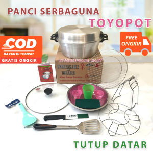 Panci Toyopot Serbaguna Tutup Datar Free Tutup Kaca Panci Ajaib Panci Serbaguna Oven dan Kukus Oven Panci Serbaguna Pemanggang Bolu
