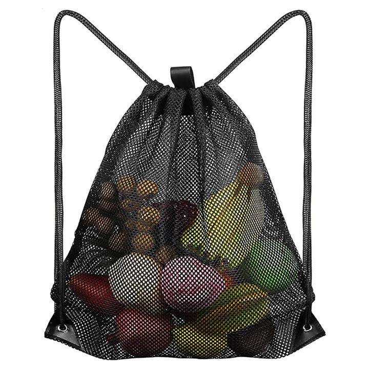 Mesh Bag Portable Drawstring Storage Backpack Heavy Duty Sport Equipment Storage Bag for Beaching Swimming Gym Shopping Lazada PH