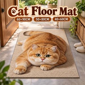 RANG Diatomaceous Earth 3D Cat Floor Mat 40×60CM 50×80CM 60×90CM Realistic Bathroom Carpet Creativity Washable Bedroom Door Rug Home Decor
