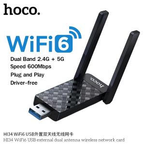 HOCO HI34 ตัวรับสัญญาณไวไฟ WiFi6 ความเร็ว 600Mbps Adapter USB 5GHz ยูเอสบีไวไฟ Wireless Network Card