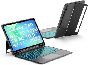 Trackpad Keyboard Case for Samsung Tab S10 FE Plus 13.1 2025 Soft Tablet Protective Case Kickstand Magnetic Detachable Wireless Backlit Keyboard S Pen SlotKeyboard Case for Galaxy Tab S10 PlusS9 PlusS9 Fe PlusS8 PlusS7 FeS7 PlusS10 Fe S9Fe