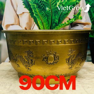 Chậu Nhựa Giả Đồng Song Long Tranh Châu Kích Thước Miệng x Cao x Đáy: 90 x 44 x 60cm 178 Lít