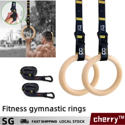 Wood Fitness Gymnastic Rings-with Quick Adjust Numbered-For Gym Strength Training Gym Rings home Gym