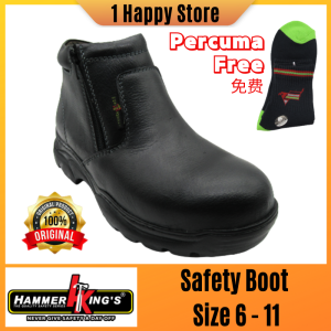 Hammer Kings Standard Safety Shoes 13009 Mid Cut Dual Zipper Steel Toe Cap Leather Working Shoes