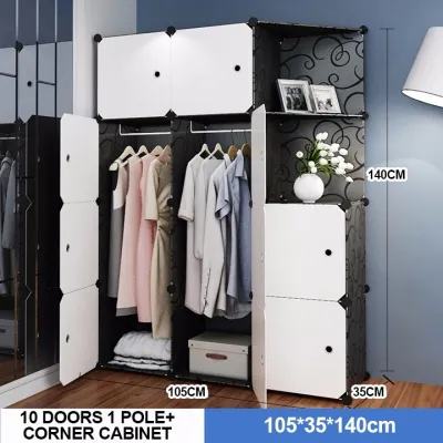 Isidoro.os Wardrobe Cabinet Stackable DIY Screwless for Clothes Storage With Hanger and Shoe Rack