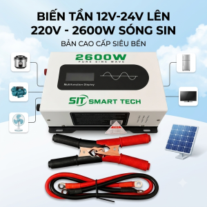 Kích Điện Inverter 2600W 12V-24V Lên 220V Sóng Sin Tinh Khiết Màn Hình Full Bản Cao Cấp