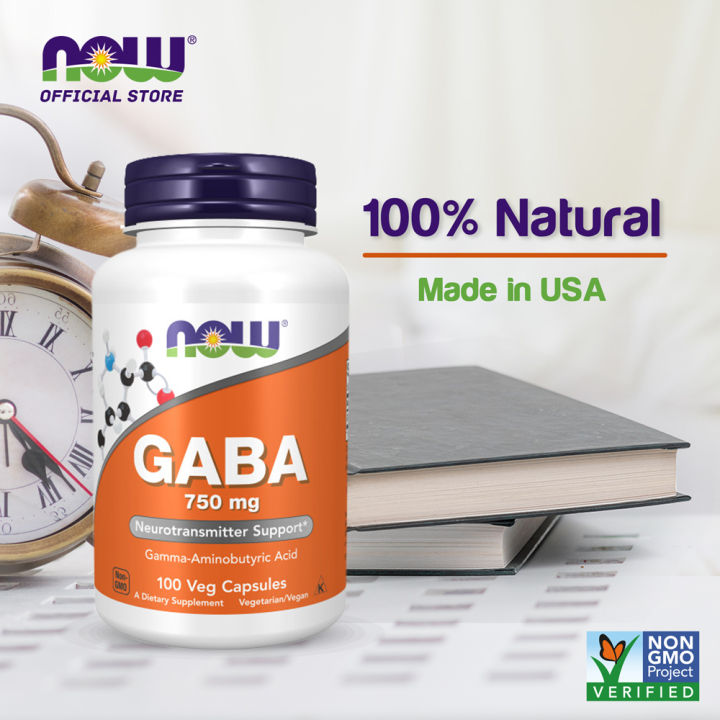 NOW FOODS Supplements, GABA (Gamma-Aminobutyric Acid) 750mg, Neurotransmitter Support*, 100 Veg Capsules | Lazada Singapore