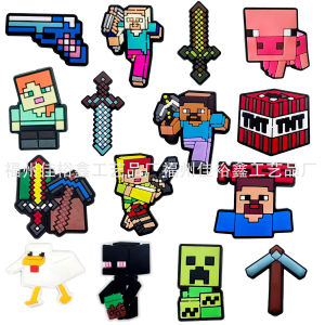 15Pcs Crocs Jibbitz Charms Minecraft PVC Shoe Buckles Removable Shoes Decoration for Crocs