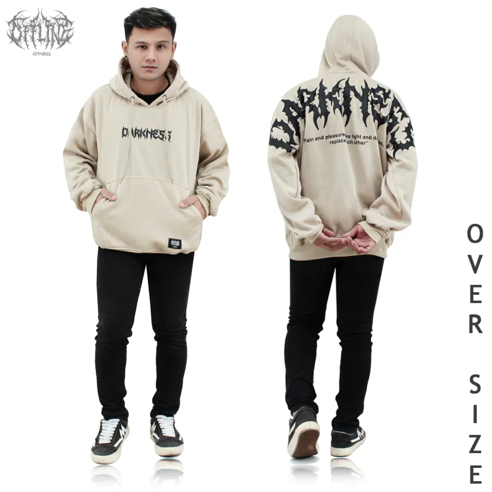 OFFLINE Hoodie Jumper OVERSIZE DARKNESS hoodie cowok cewek tebal