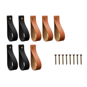 8PCS Curtain Rod Holder Curtain Rod Bracket Holders Leather Looped Strap for Wall Curtain Rod Hangers Farm Houses Styles