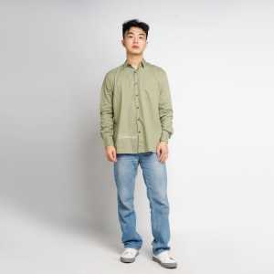 kemeja polos lengan panjang kemeja polos pria kemeja cowok lengan panjang sage