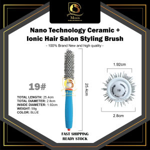 Rolling Brush Nylon Nano Technology Ceramic + ionic Heat-Resistant Curl Hair Brush Comb - Black/Blue