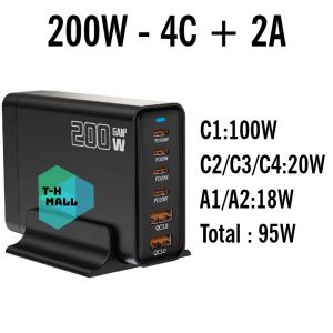 Bộ sạc nhanh trạm sạc Gan 3 100W 200W 600W 800W 8 cổng USB Type C để bàn đa cổng Sạc Laptop máy tính xách tay điện thoại