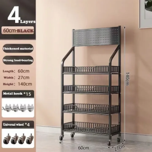 Supermarket Snack Shelf Grocery Display Storage Rack with Wheel 5 Layer Convenience Store Stand Rack for Food Beverage Toy Kitchen Rack Organizer Space Saver