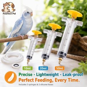 Baby Bird Feeding Syringe With Silicone Hose Parrot Hand Feeding Tool 10 20 50ML Set