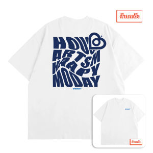 Artsman เสื้อยืด โอเวอร์ไซส์ สกรีนลาย สไตล์แฟชั่น คอกลมสำหรับผู้ชาย ผ้าคอตตอน 100%