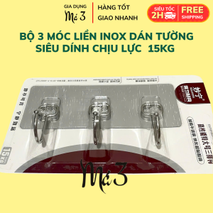 Bộ 3 Móc Dán Tường Inox Chịu Lực Siêu Dính – Không Khoan Dán Cực Chắc Treo Đồ Nhà Tắm Bếp Quần Áo Túi Xách