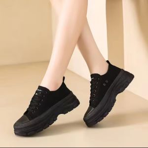 50an STORE - "HONNE" SEPATU WANITA SNEAKERS SEKOLAH WARNA HITAM POLOS PREMIUM QUALITY