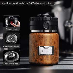 BINCOO Coffee Bean Sealing Jar Stainless Steel Storage Container Coffee Powder Double Layer Storage Can 1L