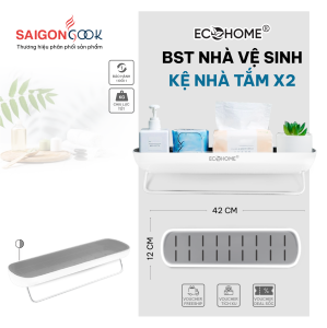 Kệ Để Đồ Nhà Tắm Nhà Bếp Dán Tường MEGAHOME ECO X2 Đa Năng Không Cần Khoan Tường