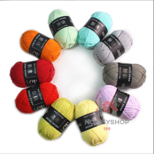 พร้อมส่งในไทย   ไหมพรม คอตตอนนม4ply   ด้ายผ้าฝ้ายเนื้อเนียนนุ่ม  hs99