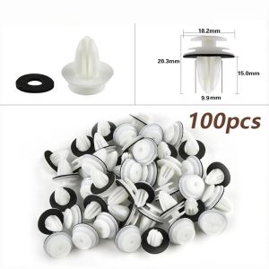 100pcs Car Door Panel Fastener Clips Auto Inner Door Trim Retainer With Seal Ring Rivet Clips