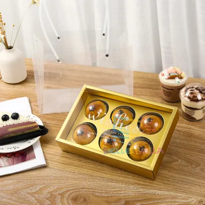 6粒 63克中秋月饼包装礼盒 6 CAVITY MOONCAKE PACKAGING BOX WITH HANDLE KOTAK KEK KUIH BULAN