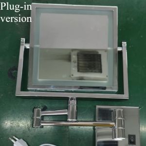 Sacesr Foldable Scalable Makeup Mirrors Double Sided LED Square Bathroom Mirror Luxury Swivel Portable Bathroom Magnifying Mirror T2Y7B