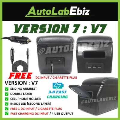 [𝗣𝗥𝗘𝗠𝗜𝗨𝗠 𝗔𝗥𝗠𝗥𝗘𝗦𝗧] Perodua MYVI GEN3 2018-2023 Armrest Double Layers Cup holder Centre Console Box USB LED