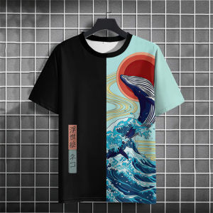 Ukiyo-E Animal Pattern T Shirt For Men Retro 3D Printed Tees Summer Casual Short Sleeve Round Neck Tops Oversized T-Shirts