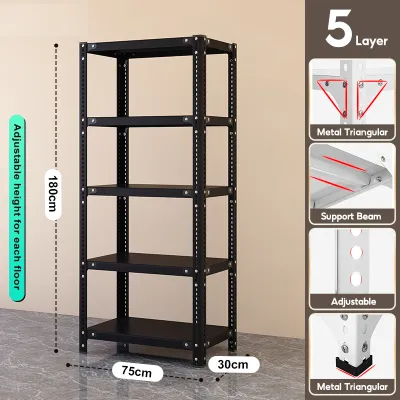 DODO 100%Metal 3/4/5 Tiers Adjustable Height Shelf Metal Rack Stainless Steel Warehouse Storage Steel Rack Layer Shelving