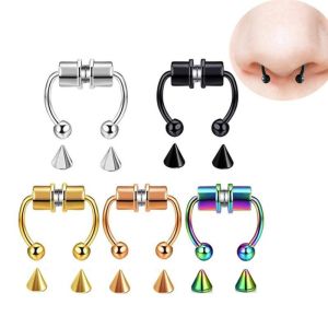 1pcs U Shaped Fake Nose Ring Stainless Steel Magnet Nose Piercing Hip Hoop Septum Rock Punk Piercing Body Jewelry