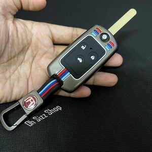 เคสโลหะกุญแจรถ Honda Civic FB Hard Case กุญแจพับข้าง ปุ่มเรืองแสง (Alloy Silicone Key Cover with Luminescence Silicone Push button Guard) Honda Key Sets Model Accord G8 Civic FB Jazz City 2012-2014 Folding Key พับข้าง 2 และ 3 ปุ่ม