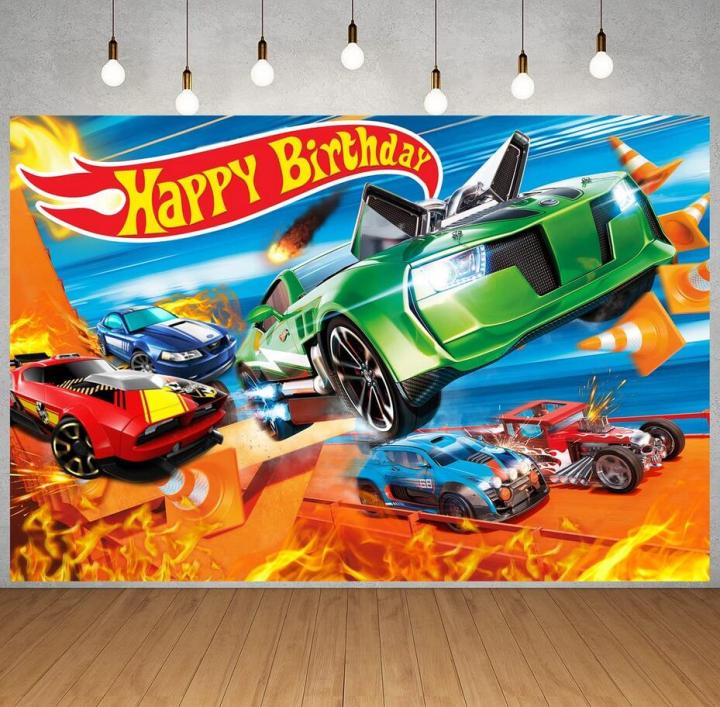 7x5ft Hot Wheels Backdrop Hot Race Car Birthday Party Backgroud for ...