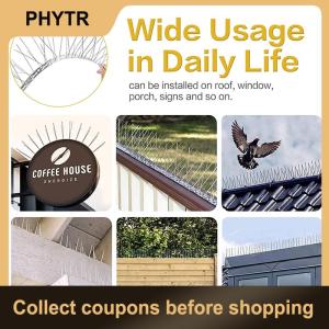 【PHYTR】 Stainless Steel Pigeon Spikes Bird Repeller Deterrent Traps Anti-bird Repellent Pest Control Garden Balcony Thorn Nail Kit