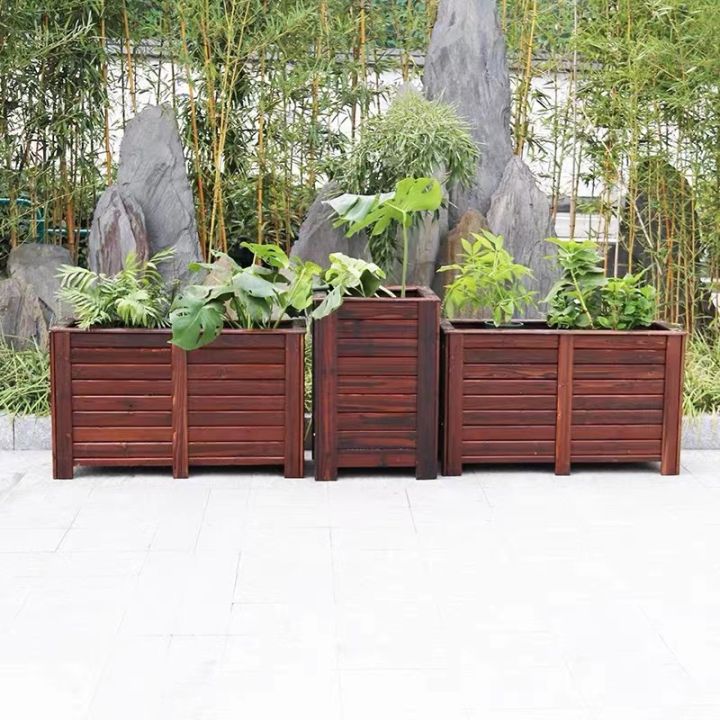 Anti corrosion wooden flower box, rectangular outdoor courtyard balcony
